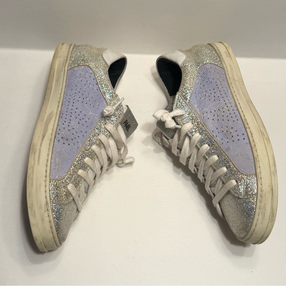 P448 John Low-Top Sneakers Silver Lilac Glitter Size 36 - Picture 4 of 8